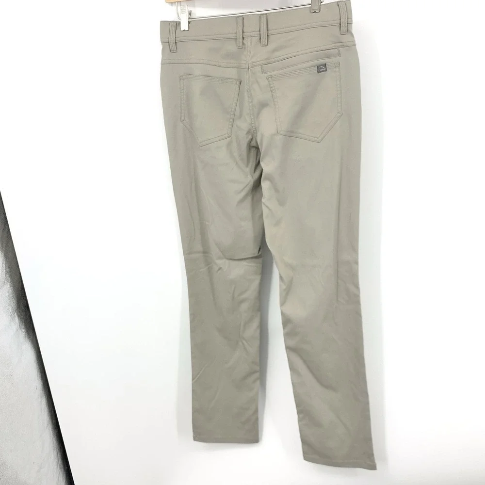 LL Bean Men‎ Size 30 x 32 Pants Beige Slim Straight Nylon Venture Stretch Brown